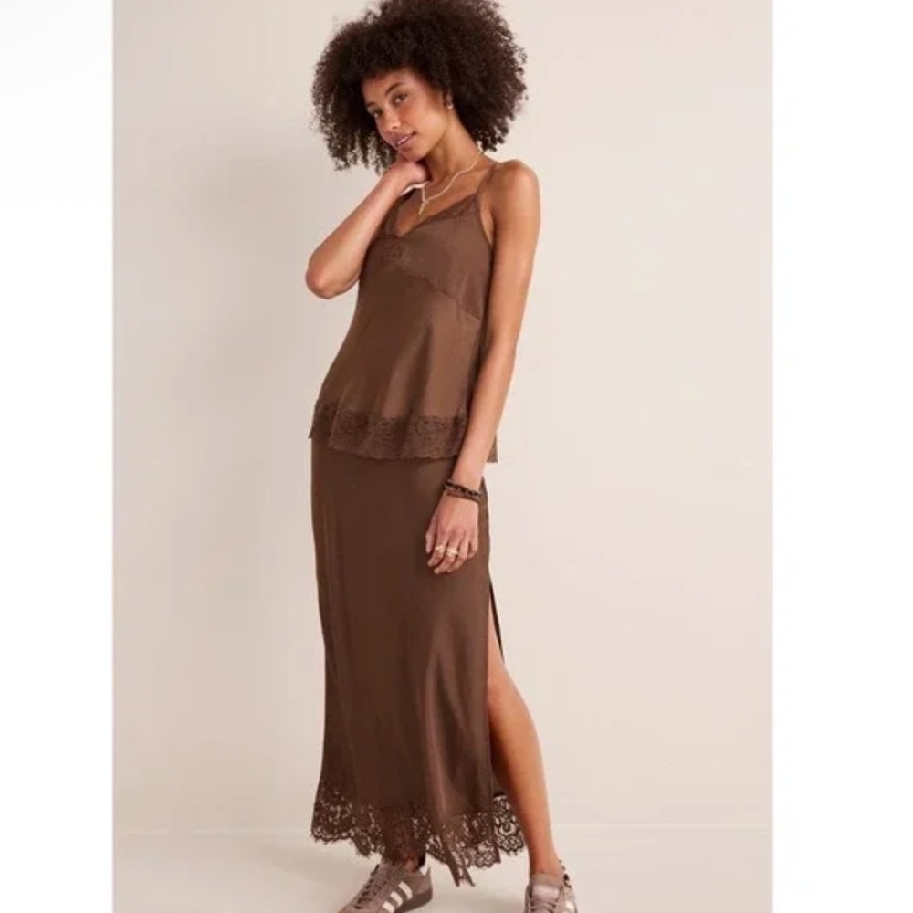 Brown Lace Trim Matching Set